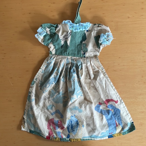 Vintage Kitchen Hand Towel Handmade Unique Dress Shape Colonial Print Bows Yarn - Picture 2 of 7